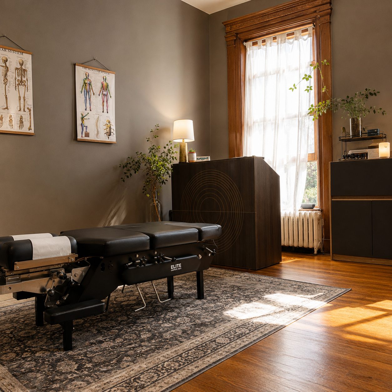 Care room with chiropractic table at Sandy Hill Wellness in Sandy Hill, Ottawa